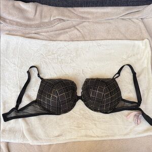 Victoria's Secret Black and Gold Checkered Bra